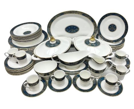 Royal Doulton Carlisle pattern dinner service for eight, to include dinner plates, side plates, soup bowls, dessert plates, t