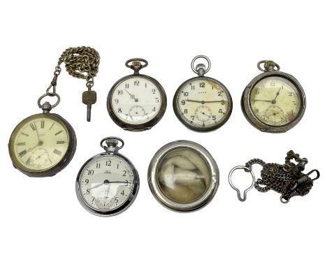 Three silver cased pocket watches, to include two hallmarked Birmingham 1923 and 1914 A.LD (Aaron Lufkin Dennison/Dennison Wa