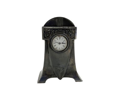 Metallwarenfaberic Straub &amp; Schweizer - WMF silver plated timepiece clock c1910 in the aesthetic movement style, recessed