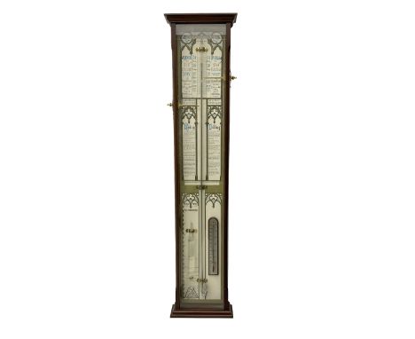 Comitti of London - 20th-century replica mahogany Fitzroy barometer, in a fully glazed case with full-sized Fitzroy charts an