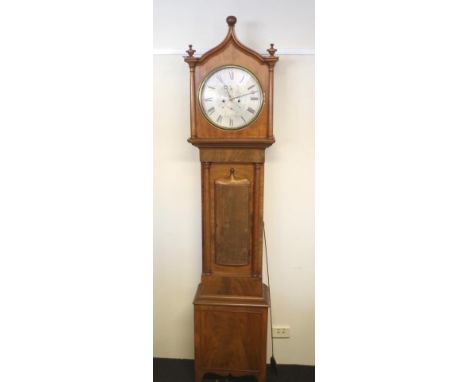 Victorian Scottish  mahogany 8 day long clock striking on bell, signed Samuel Ritchie, Forfar to silvered dial.  with subsidi