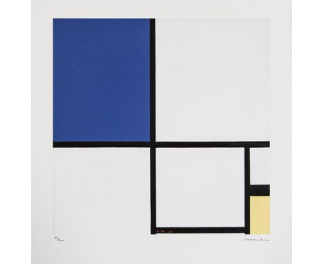 Piet Mondrian (after) 'Composition No.II With Blue And Yellow' lithography print, signed bottom right, numbered with pencil b