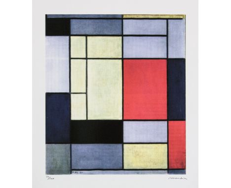 Piet Mondrian (after) 'Composition I, 1920' lithography print, signed bottom right, numbered with pencil bottom left, limited