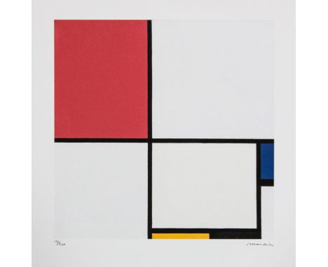 Piet Mondrian (after) 'Composition III With Red, Blue, Yellow And Black' lithography print, signed bottom right, numbered wit