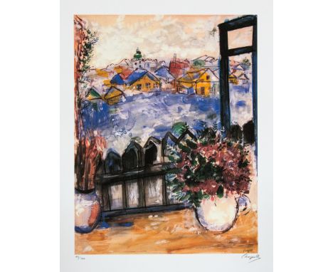 Marc Chagall (after) 'View From The Window' offset lithograph, signed bottom right, numbered with pencil bottom left, limited