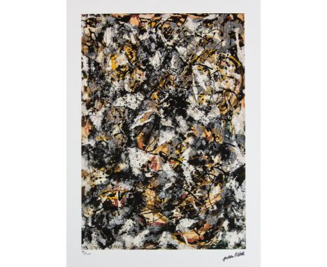 Jackson Pollock (after) 'Composition With Red Strokes' lithography print, sheet size 50 x 70 cm, plate signed bottom right, n