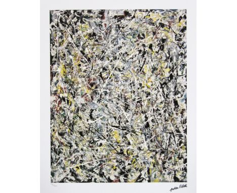 Jackson Pollock (after) 'White Light' lithography print, sheet size 50 x 70 cm, plate signed bottom right, numbered with penc