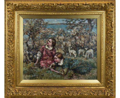EDWARD ATKINSON HORNEL (1864 - 1933), MAYTIME oil on canvas, signed and dated 1917 51cm x 61cm Framed and under glass Note: L