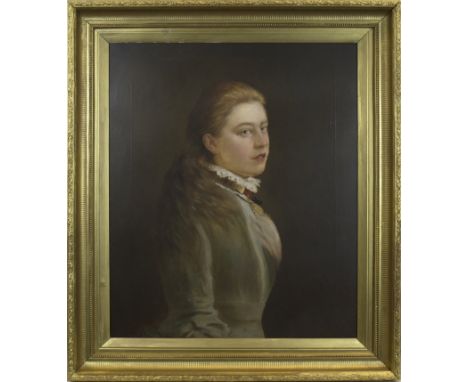 JOHN LAMB (SCOTTISH fl 1860 - 1905),A PORTRAIT OF A YOUNG GIRLoil on canvas, signed and dated "Edinburgh 1885" lower left74cm
