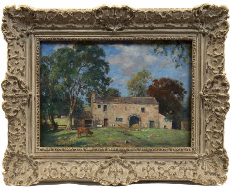 JAMES WHITELAW HAMILTON RSA RSW NEAC (SCOTTISH 1860 - 1932), THE OLD FARMHOUSE oil on board, signed 25cm x 35cm Framed. Note: