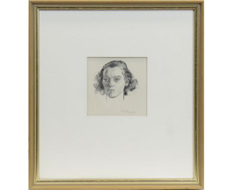 * WILLIAM ARMOUR RSA RSW RGI (SCOTTISH 1903 - 1979),PORTRAIT OF A GIRLpencil on paper, signed lower right11cm x 11cmMounted, 