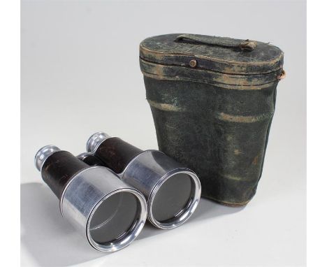 Early 20th Century Casella aluminium binoculars, signed to the eye pieces Casella London, Maker to the Admiralty & Ordnance, 