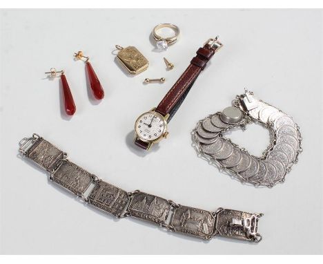 Ladies Rotary watch, Ring marked 925cz set with stones, Pendants earrings, locket and two bracelets. (7)