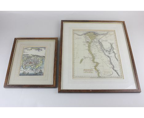 A Mallet map of Alexandria, Egypt, 15cm by 10.5cm, and a 19th century map of Egypt published by the Rev E Patterson, 26.5cm b