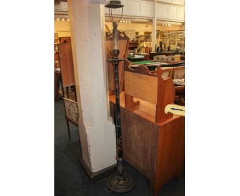 A Chinoiserie decorated black lacquered standard lamp, 153.5cm high
