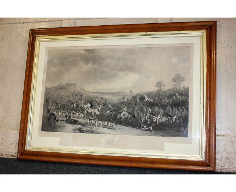 After F Grant, two 19th century engravings depicting hunting scenes, 'The Meet at Melton', 51cm by 76cm, and an interior scen