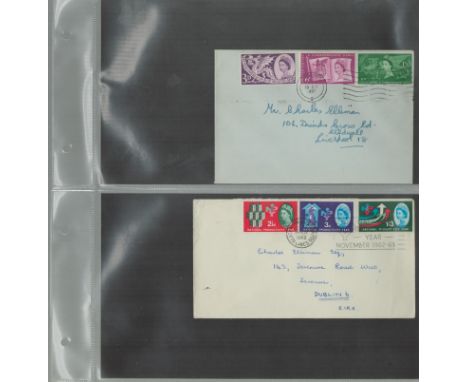 GB early QEII FDC 1953/1966 25 Covers housed in binder folder. Red Cross, British Commonwealth, National Productivity, Paris 