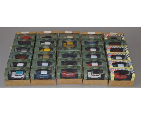 Thirty boxed Cararama diecast models of the Mini Cooper in 1:43 scale, all appear VG in G+/VG boxes. (30)