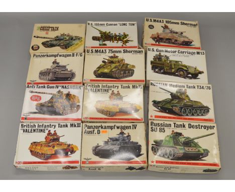 12 x Bandai 1:48 scale military model kits. Viewing recommended