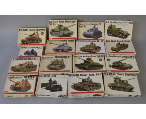 16 x Bandai 1:48 scale military related model kits. Viewing recommended.