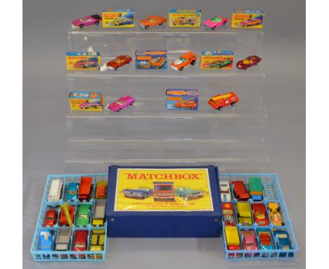 A Matchbox Collectors Mini-Case, with some damage, containing twenty three unboxed small scale  Corgi and Matchbox models tog