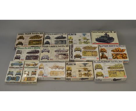 13 x Bandai / Fuman 1:48 scale military model kits. Viewing recommended