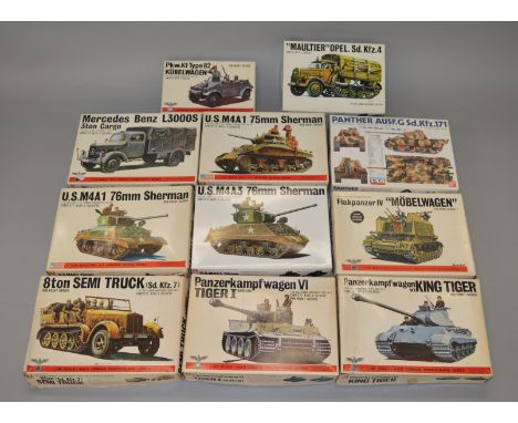 11 x Bandai 1:48 scale military model kits. Viewing recommended