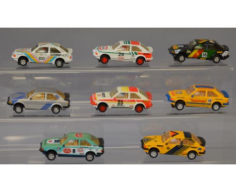 Eight unboxed Scalextric Ford slot cars, some with slight damage, otherwise appear F/G. (8)