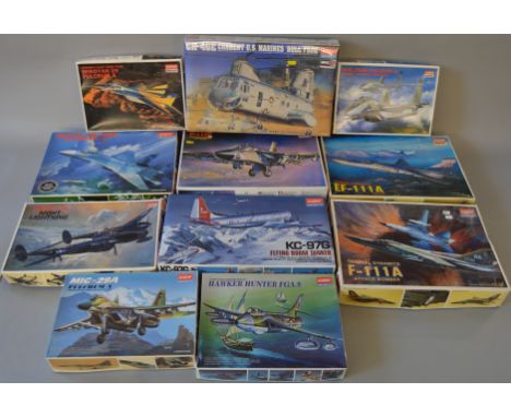 11 x Academy 1:48 scale model aircraft kits. Viewing recommended.