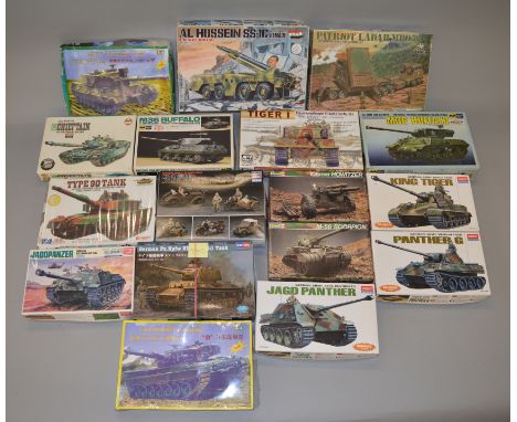 17 x 1:48 scale military model kits. Various manufacturers. Viewing recommended