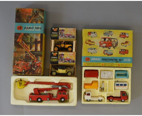 Four boxed Corgi Toys, 1127 Simon Snorkel, GS24 Commer Constructor set, missing bench seat, and Corgi Classics 9012 and 9032.