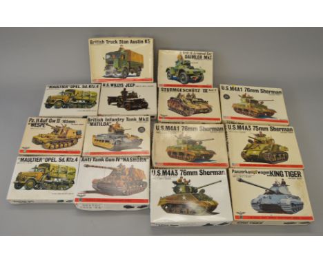 14 x Bandai 1:48 scale military model kits. Viewing recommended