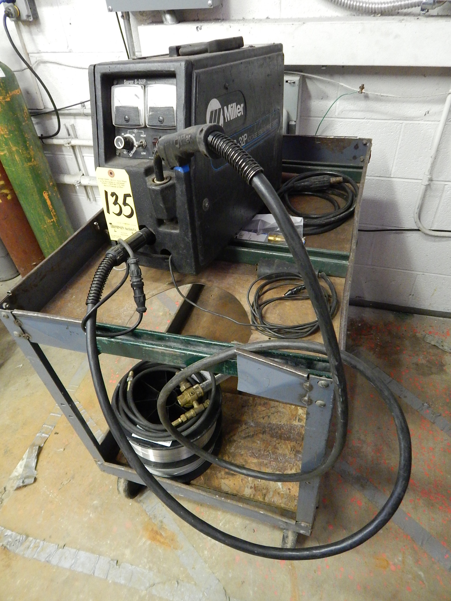 Miller Super S32P Suitcase Welder, MIG Gun, Misc. Wire, Cart