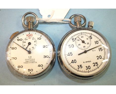 Omega, a stopwatch for Prestons Timer Division, with top-wind 50mm case and dial with Arabic numerals and minute subsidiary d