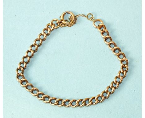 A 9ct rose gold curb-link bracelet with bolt-ring clasp, 7.8g.