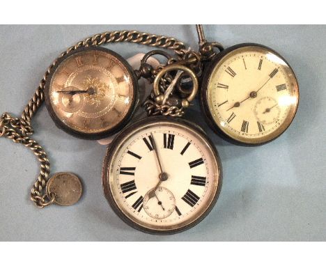 A Victorian silver-cased fusée pocket watch by S W Kendall, Portland, with silvered dial and seconds subsidiary and two other