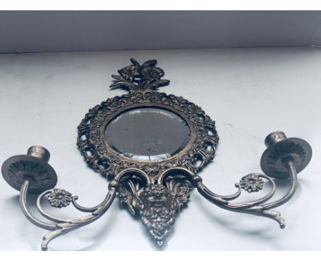 Brass double candle stick mirror 