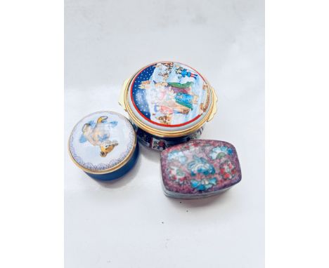 3 enamel pill boxes 