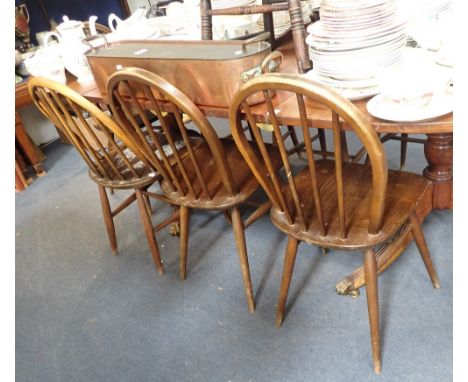 ERCOL SEVEN STICK-BACK CHAIRS