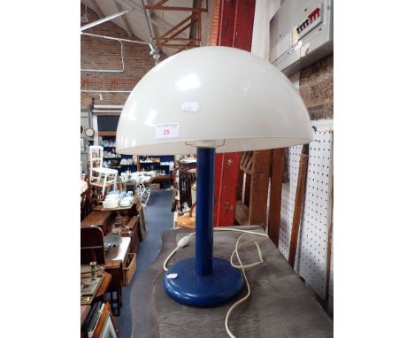 A BELGIAN POST MODERNIST BLUE AND WHITE DOMED TABLE LAMP by Massive Art