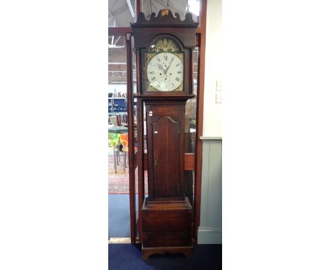 AN OAK CASED LONGCASE CLOCK, 18th century and later elements, the dial inscribed for DAVIDSON DUNSE, with two train movement 