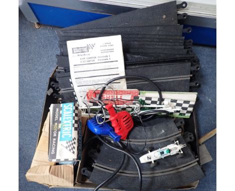 SCALEXTRIC; A BOXED C/81 RED COOPER RACING CAR, a white version (no box), track and sundries
