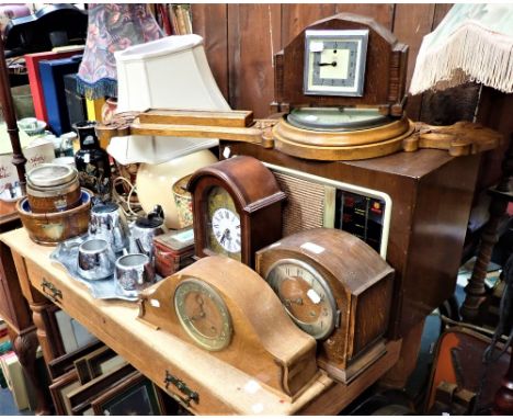 A FENDER MODEL 12F SPEAKER (no case), a Vintage wireless, barometer, clocks and similar items (as lotted)