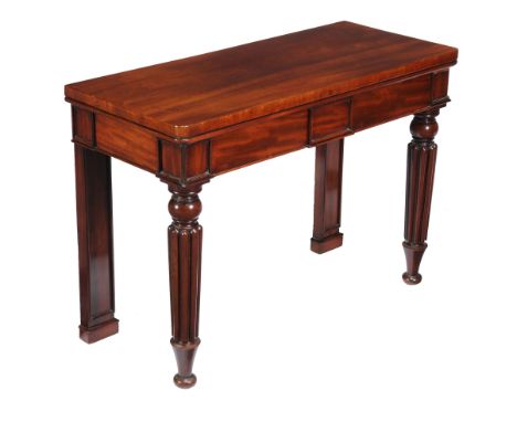  A William IV mahogany console table  , circa 1835, in the manner of Gillows, the rectangular top above two blind frieze draw