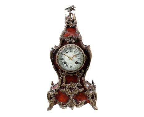 Ω A French tortoiseshell veneered and ormolu mounted mantel clock , late 19th century, with eight-day gong striking movement 