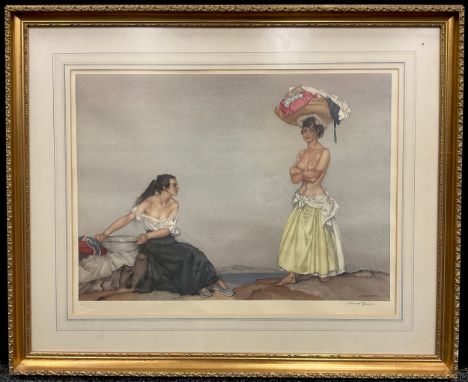 William Russell Flint, after, Rosa and Marissa, signed in pencil lower right margin, blind stamp lower left, lithographic pri