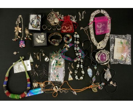 Costume &amp; silver jewellery - 925 silver mounted blue john signet ring, others, quartz, amethyst, etc,  silver rope twist 