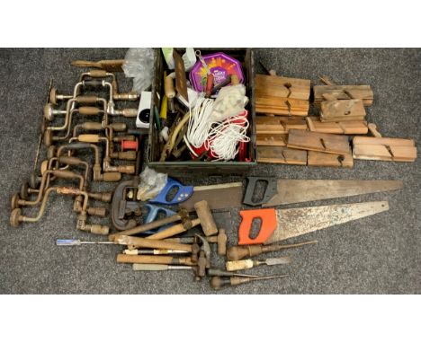 Tools - quantity of hand tools, rebate planes, brace drills, hand saws, tenon saw, chisels; etc. 