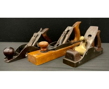 Tools - a 19th century cast steel and walnut infill plane, brass clamp, I Sorby, Chesterfield blade, 25.2cm long;  American K