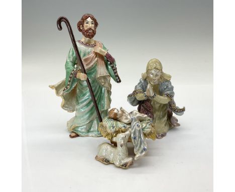 Each figure of the Holy Family is hand painted and features exquisite detail. Includes Joseph, Mary, and Baby Jesus. This int